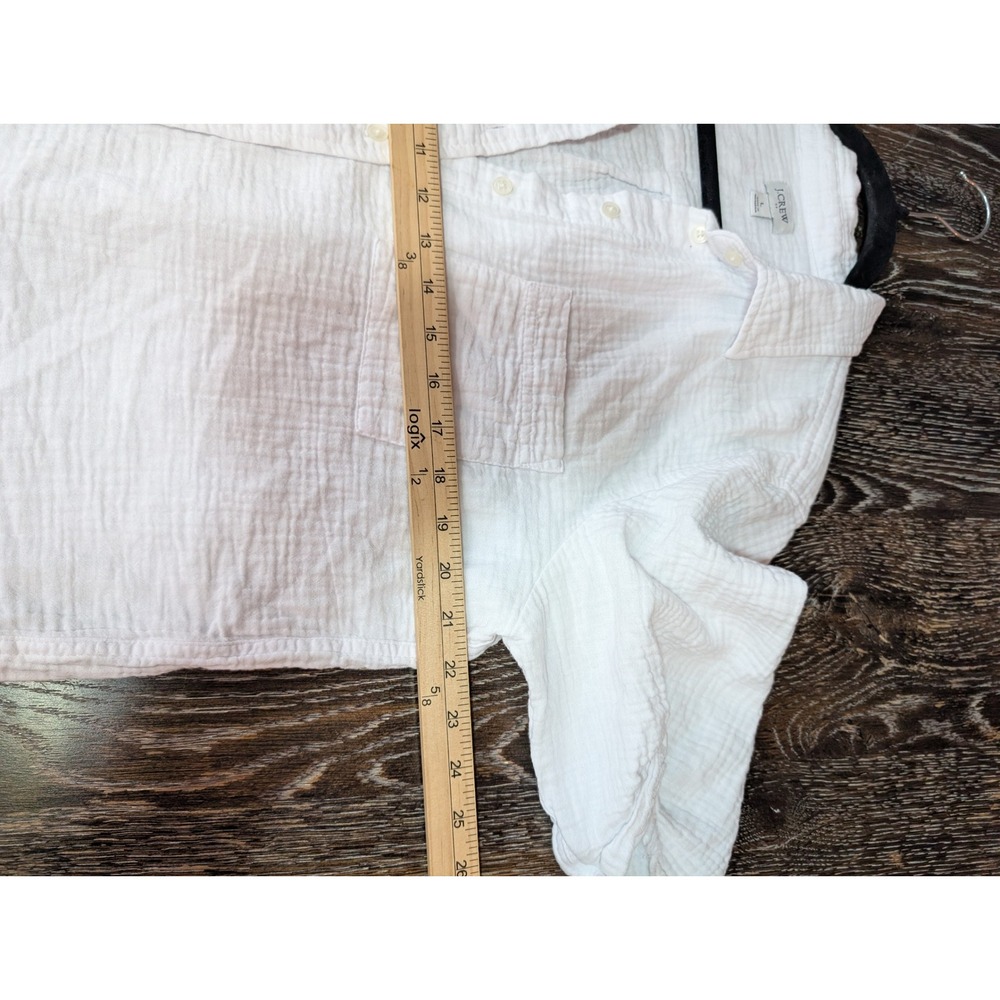 J.Crew Womens White Double Gauze Cotton Short Sleeve Button Down Shirt Large - Picture 8 of 8